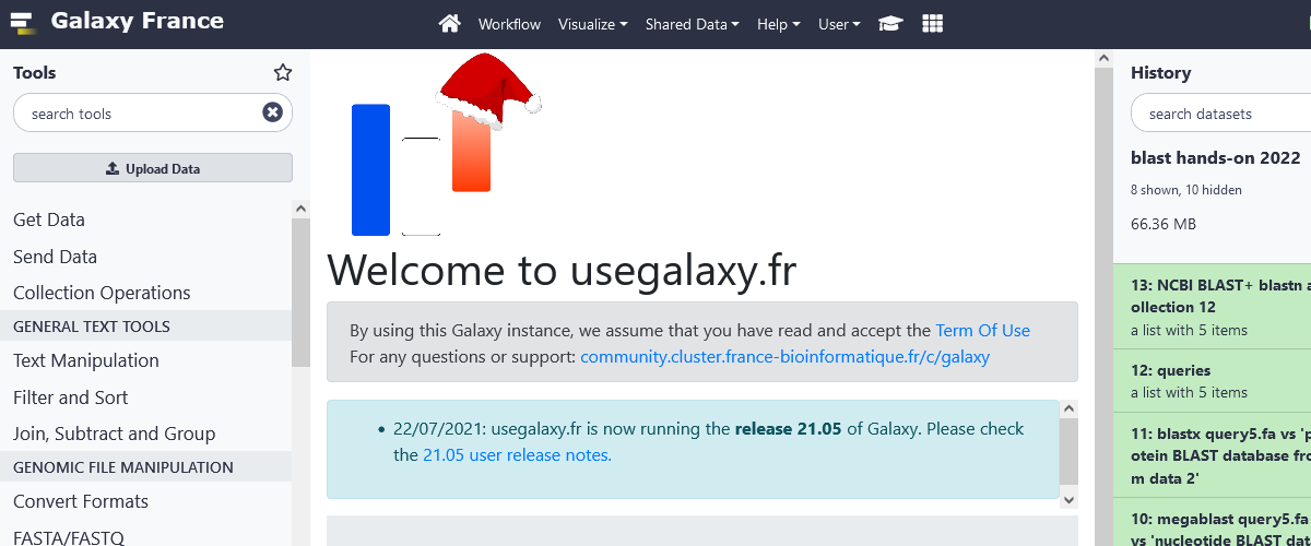 Instance Galaxy nationale: usegalaxy.fr