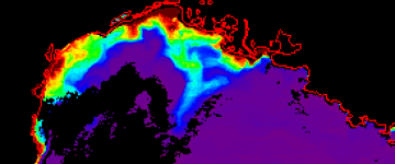 Figure 1 : Concentrations de surface de la Chlorophylle a observées par images satellite en Novembre 2011 durant la campagne CARBORHONE 2.